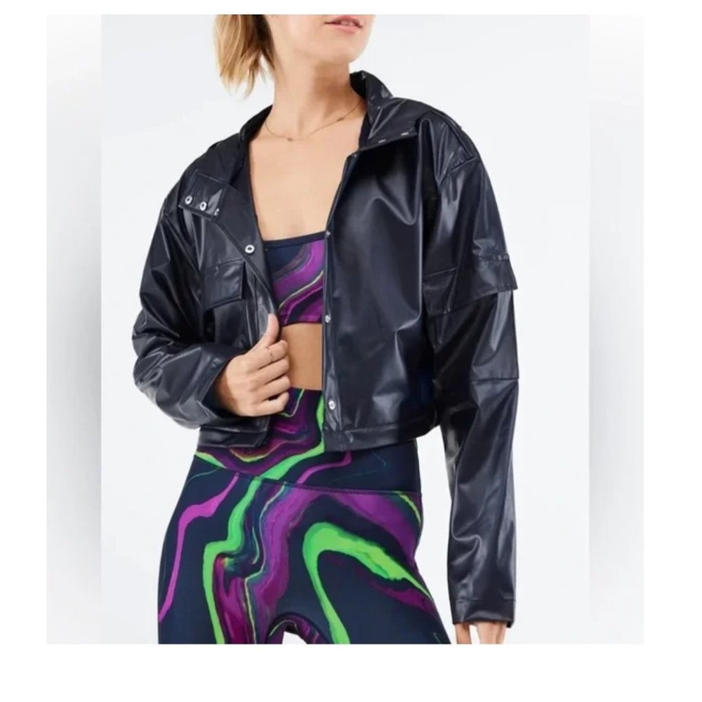 Fabletics Shiny Black Utility Jacket - image 3